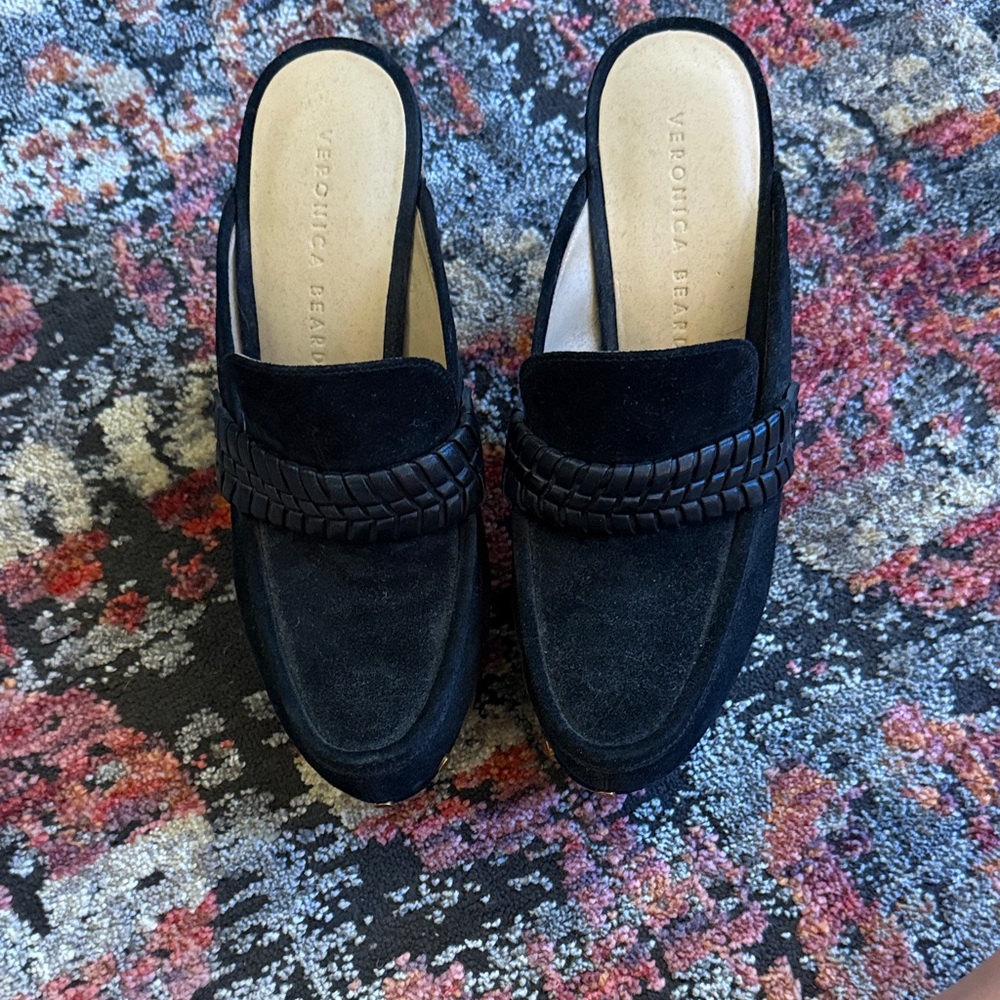 Veronica Beard Black Suede Mules